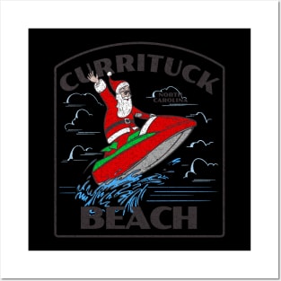 Currituck Beach, NC Christmas Vacationing Waterskiing Santa Posters and Art